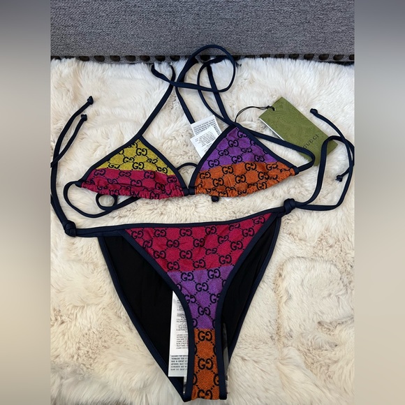New Gucci GG Monogram multicolored Printed bikini set - Picture 6 of 10